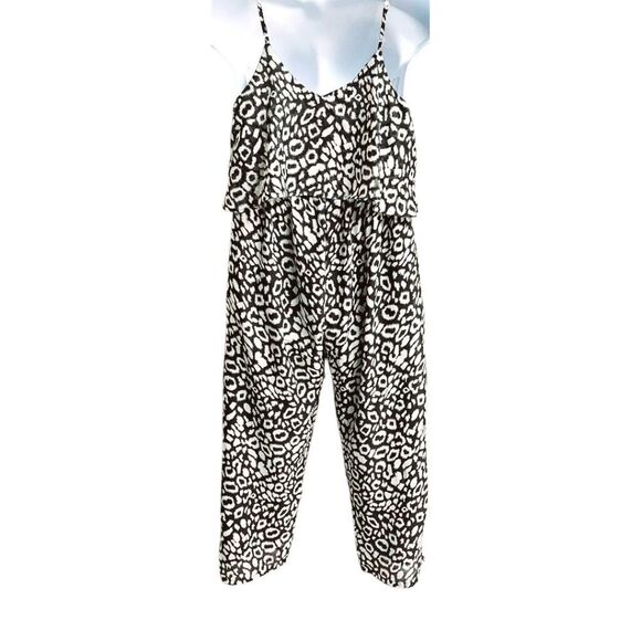 INDIAN TROPICAL FASHION Women's Sleeveless Ruffle Leopard Print Jumpsuit L/XL - Picture 8 of 14